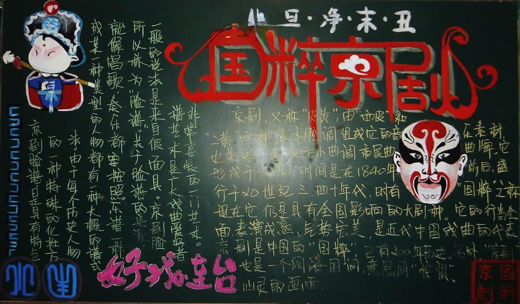 国粹京剧黑板报版面设计图