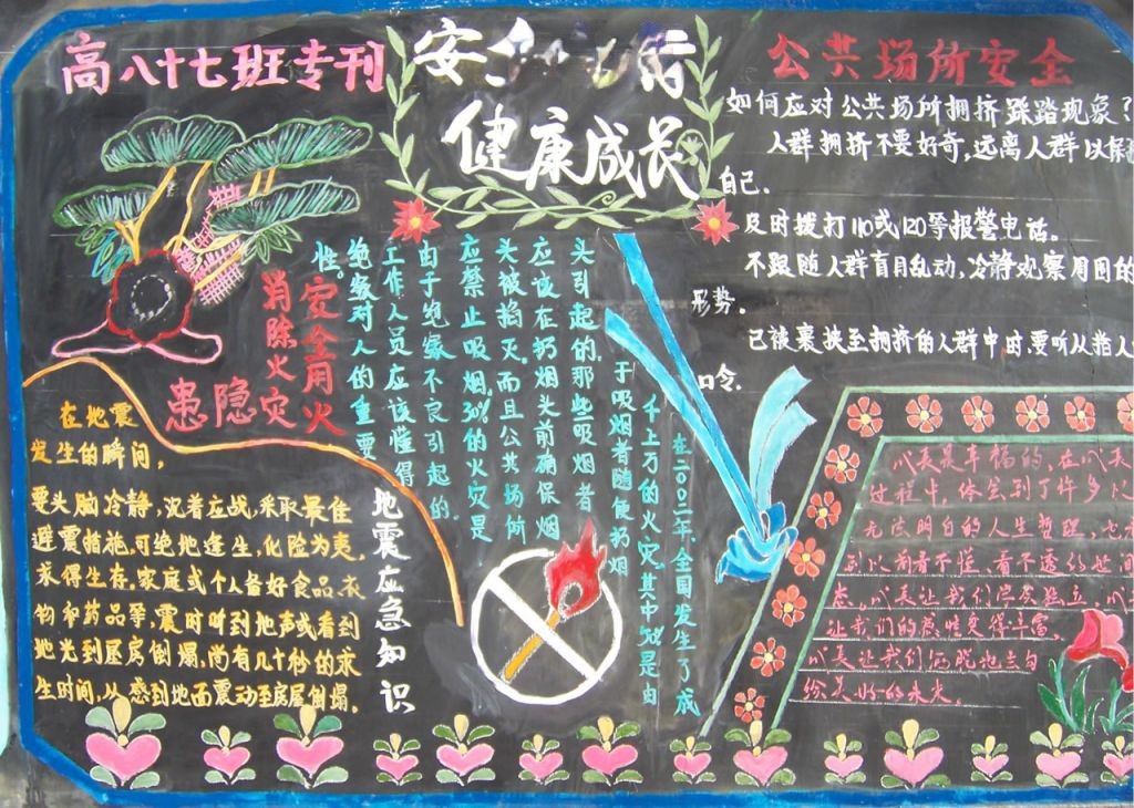 安全出行健康成长黑板报