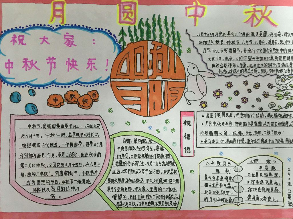 2022月圆中秋夜手抄报简单又漂亮