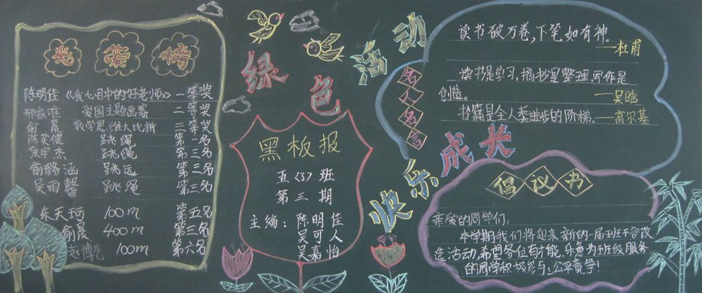 绿色活动，快乐成长黑板报