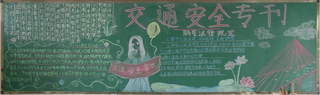 中学生交通安全黑板报图片