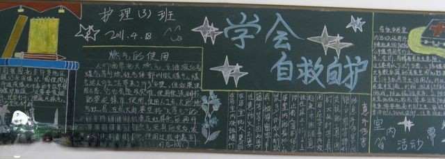 学会自救自护黑板报