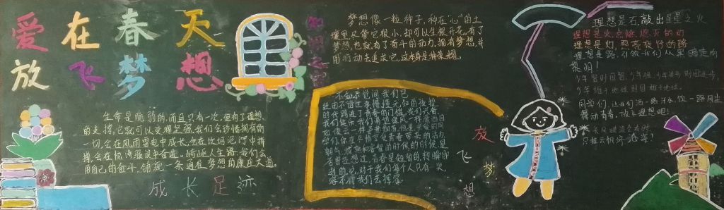 爱在春天,放飞梦想黑板报
