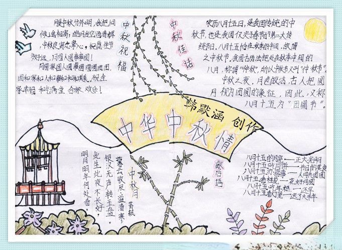 中华中秋情结手抄报