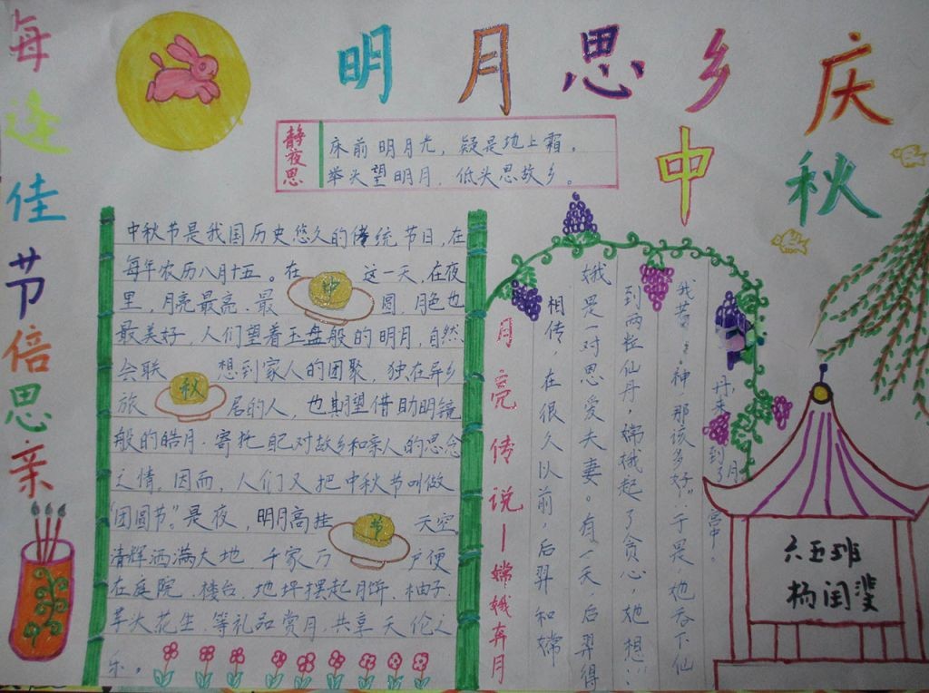 中秋节手抄报一等奖图片大全