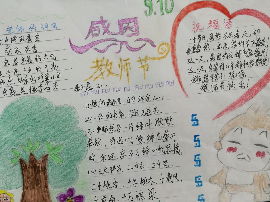 感恩老师手抄报版面设计图