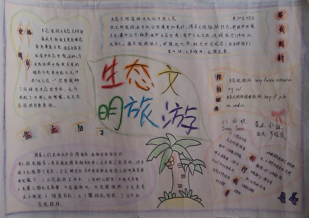 生态文明旅游研究手抄报图片