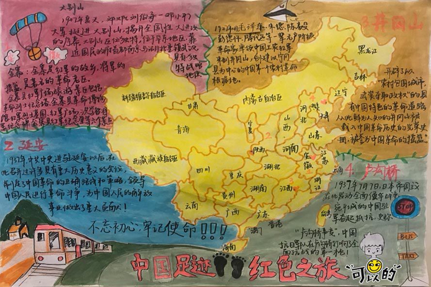 中国足迹红色之旅手抄报