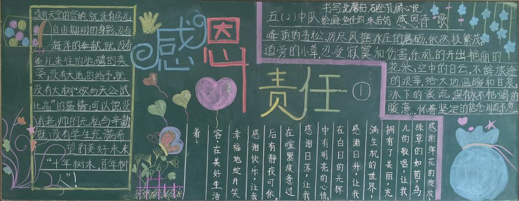 感恩责任黑板报图片