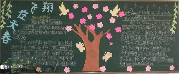 春天黑板报设计作品：春天在飞翔