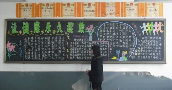 让健康永久绽放黑板报设计图
