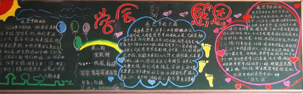 学会感恩黑板报图片