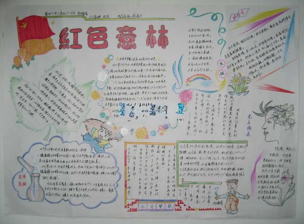 红色教育专题手抄报设计：红色意林