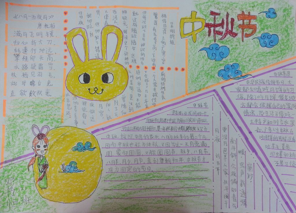 中秋赏月思亲人手抄报