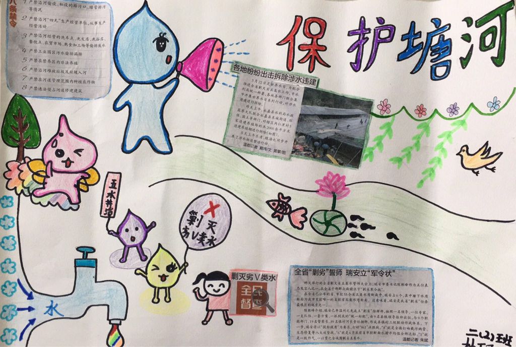 保护温瑞塘河手抄报