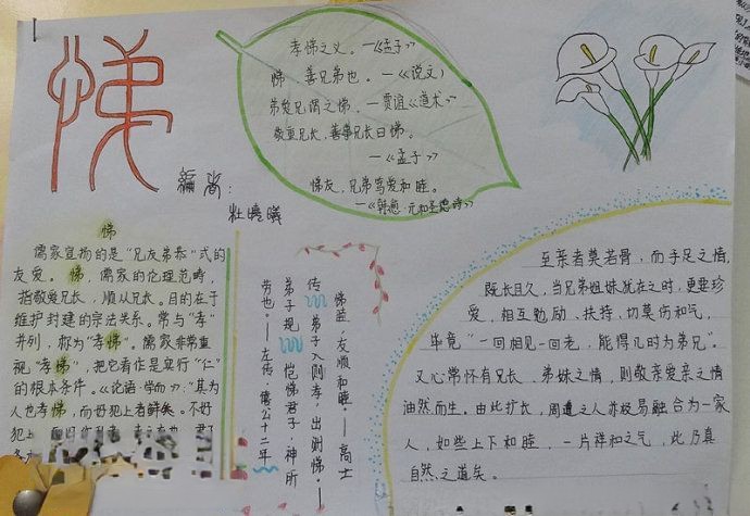 关于悌的手抄报