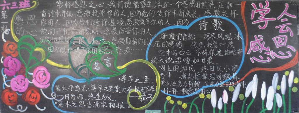 感恩在心快乐成长黑板报