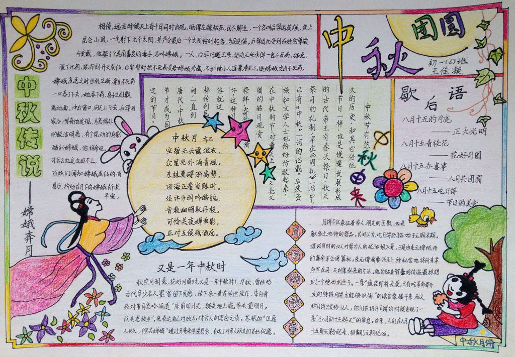 中秋团圆手抄报图片