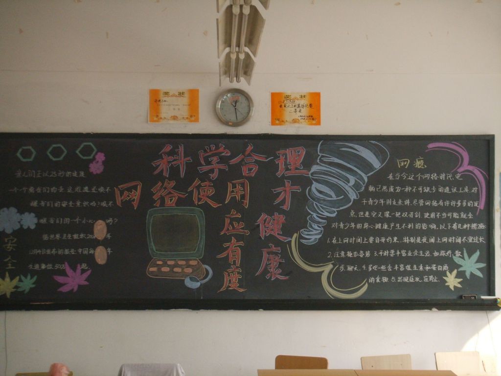 “使用网络应有度 科学合理才健康”主题黑板报设计