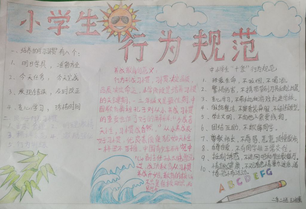 小学生行为规范手抄报图片