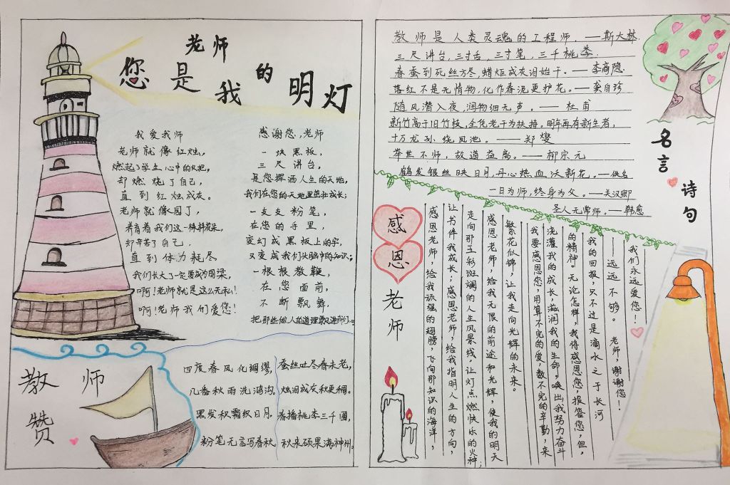 老师您是我的明灯手抄报