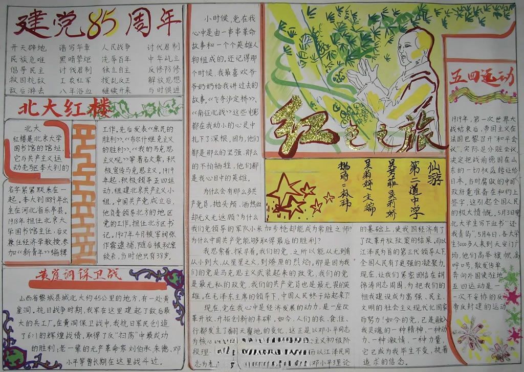 红色之旅手抄报版面设计图-高清推荐