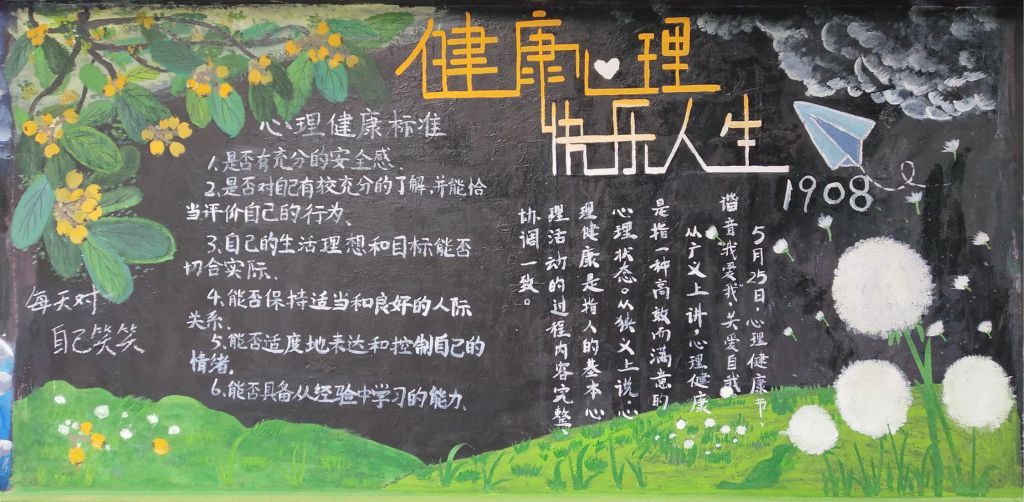 健康心理快乐人生黑板报图片，心理健康标准