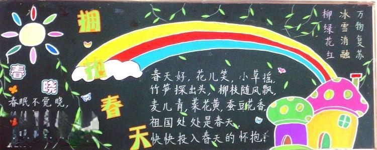 拥抱春天黑板报版面设计图