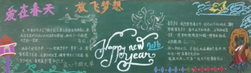 爱在春天,放飞梦想黑板报