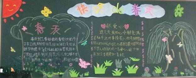 “快乐的春天”主题黑板报作品