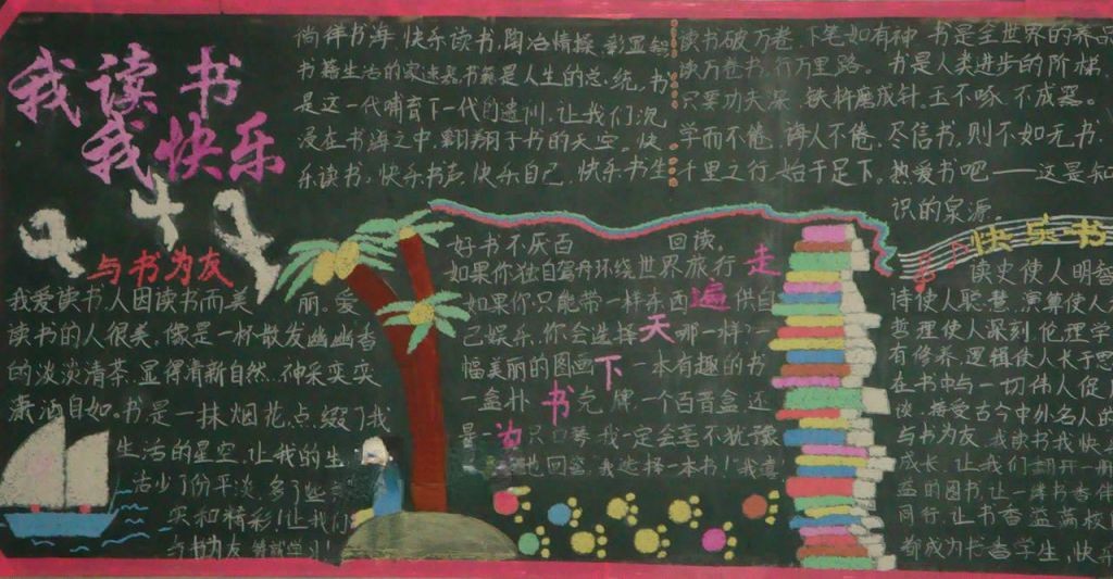 读书分享板报设计图：我读书我快乐