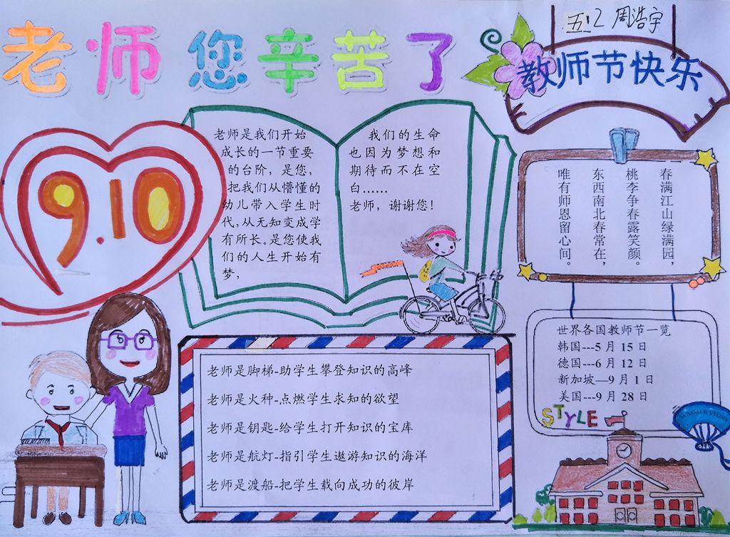 金秋九月颂师恩手抄报图片 金秋九月颂师恩手抄报图片