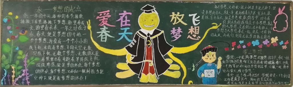 爱在春天,放飞梦想黑板报