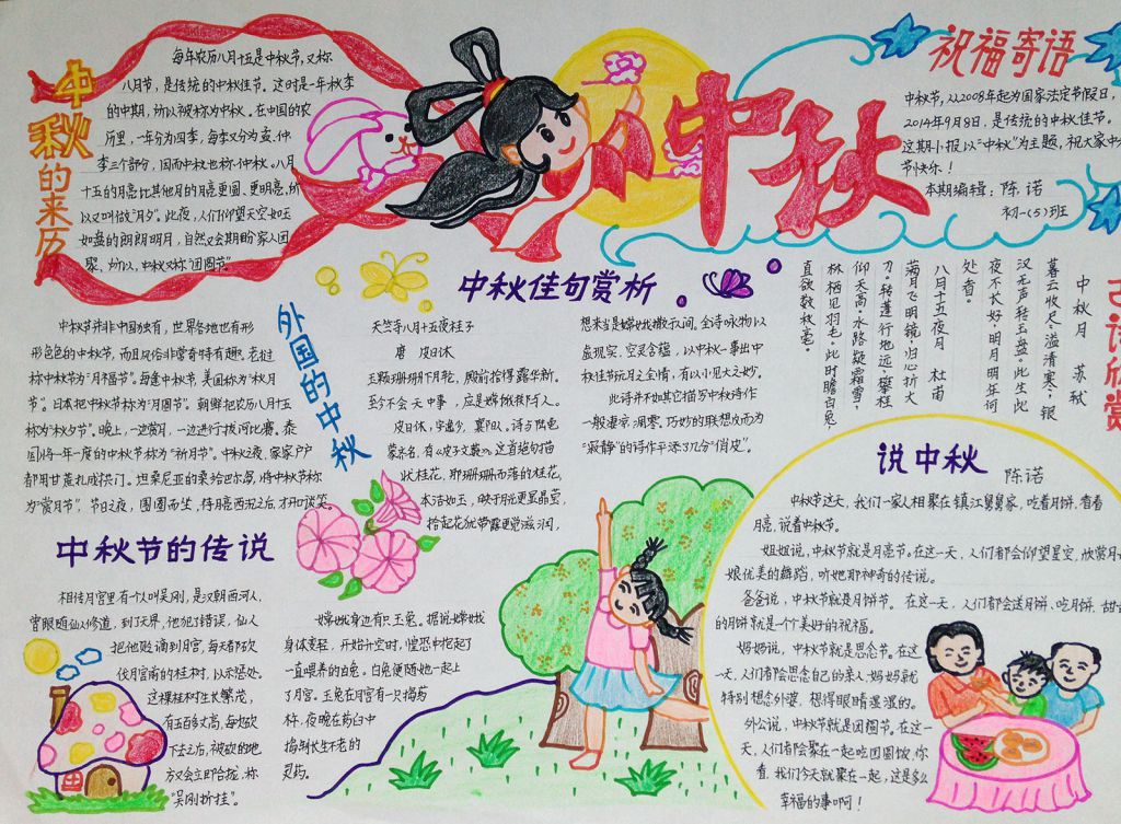 中秋节全国获奖手抄报