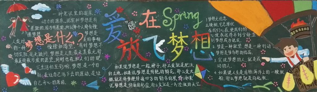 爱在春天,放飞梦想黑板报