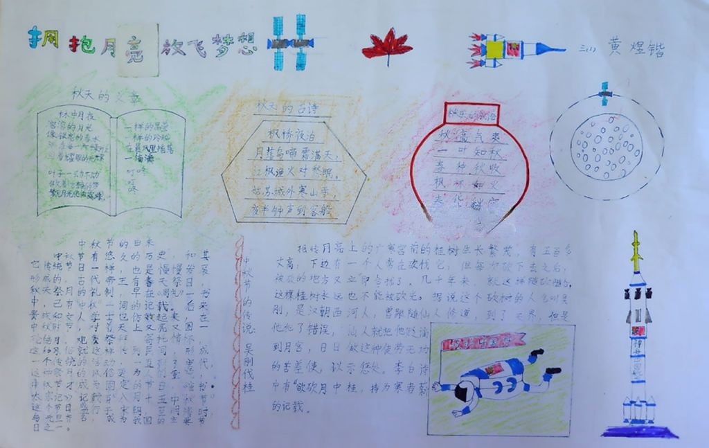 拥抱月亮放飞梦想手抄报