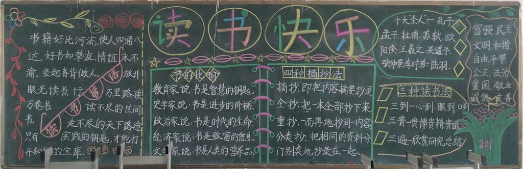 读书快乐黑板报版面图
