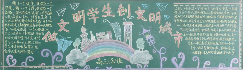 做文明学生创文明城市黑板报