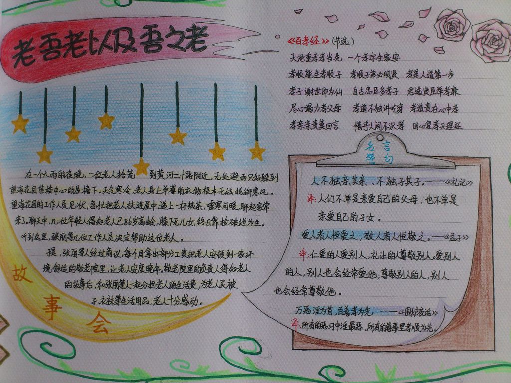 重阳节获奖手抄报：老吾老以及人之老
