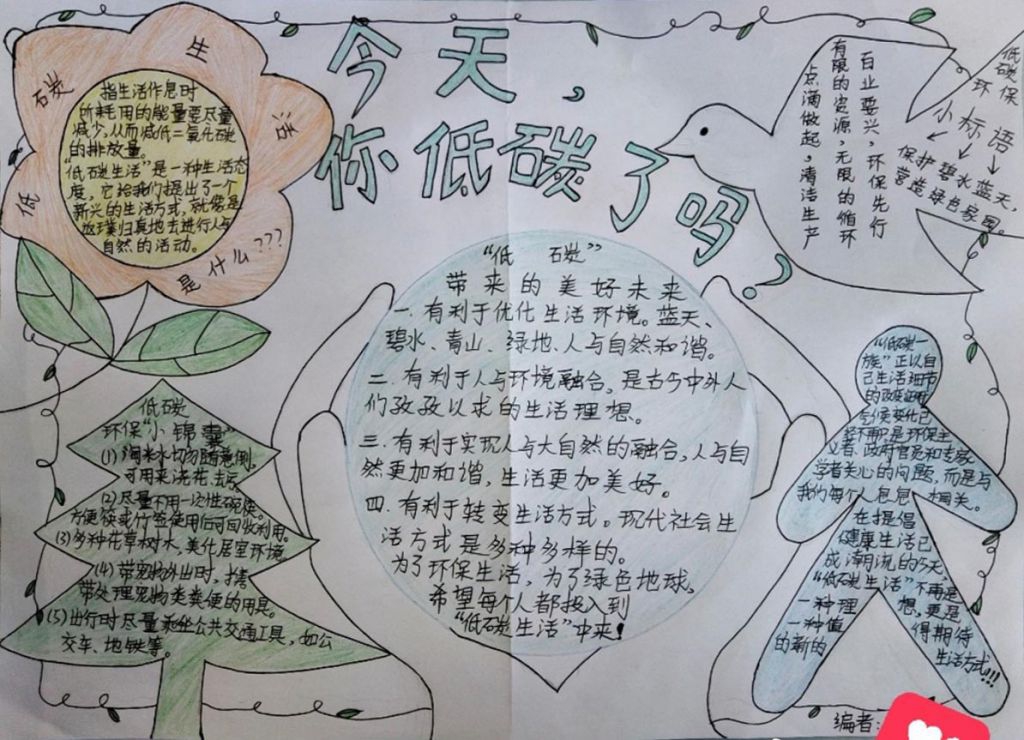 今天你低碳了吗手抄报