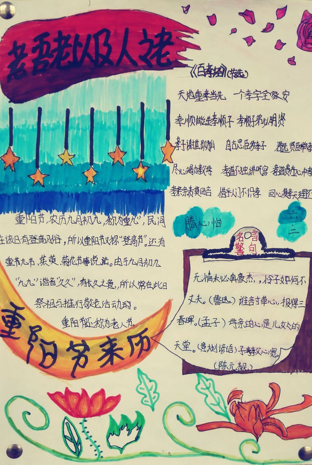 重阳节手抄报大全简单又漂亮（纵式）