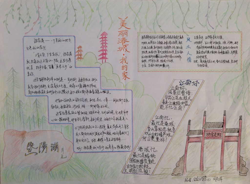 美丽港城我的家手抄报