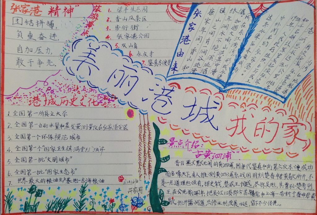 美丽港城我的家手抄报