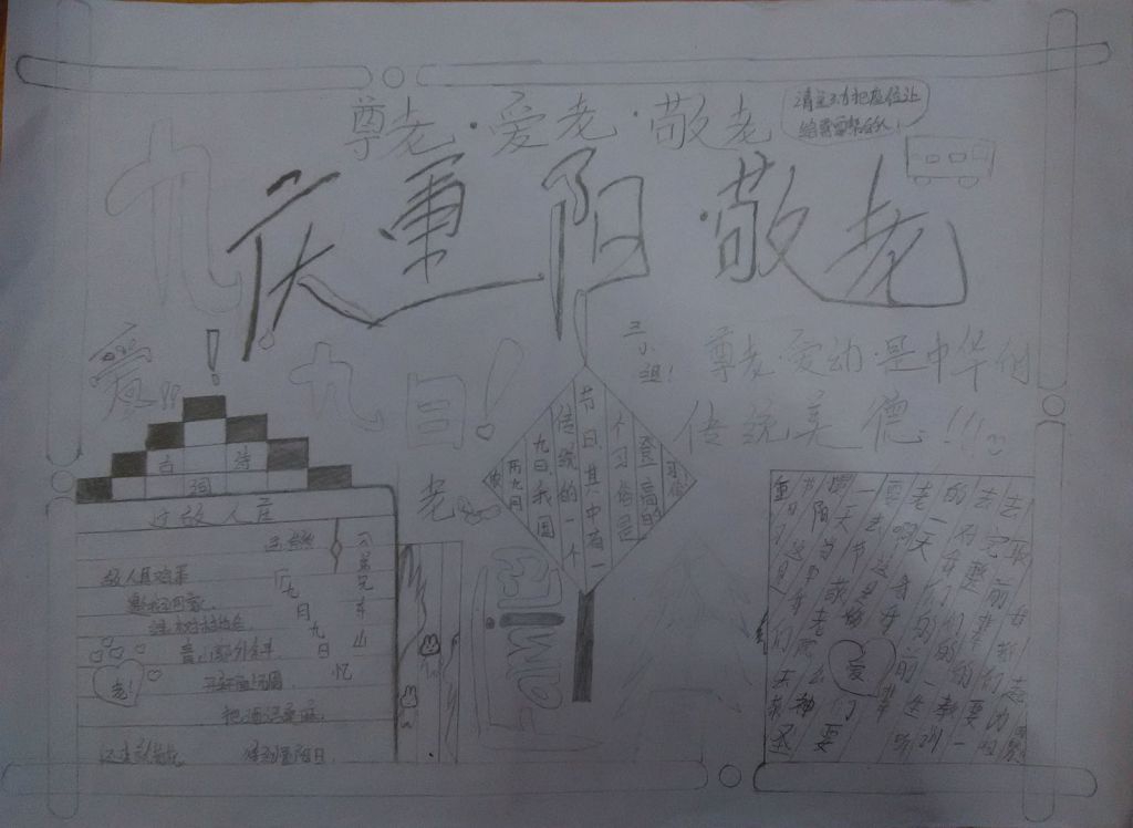 孩子们的重阳节手抄报作品