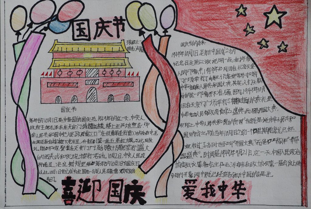 献礼2022国庆手抄报，祖国妈妈生日快乐