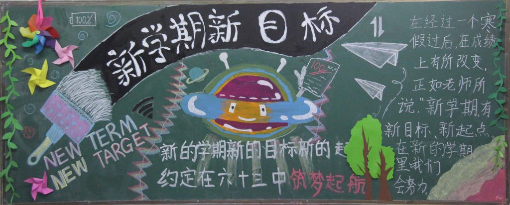 2022新学期黑板报图片大全，新起点新目标新气象