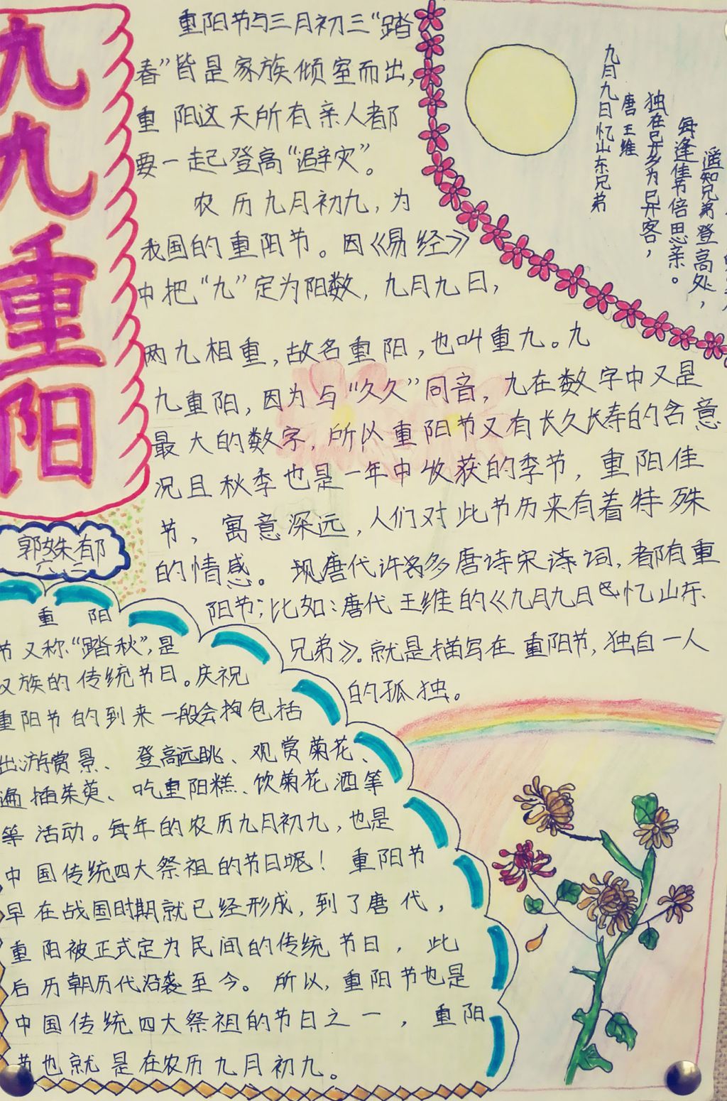 重阳节手抄报大全简单又漂亮（纵式）