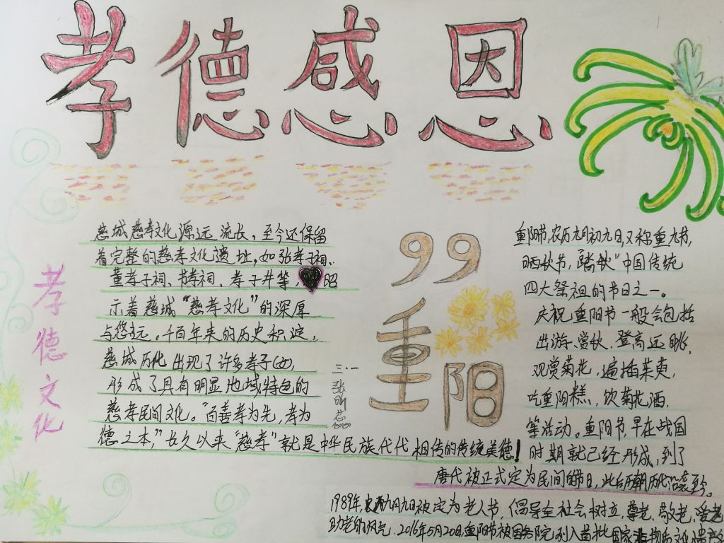 重阳节孝德感恩手抄报