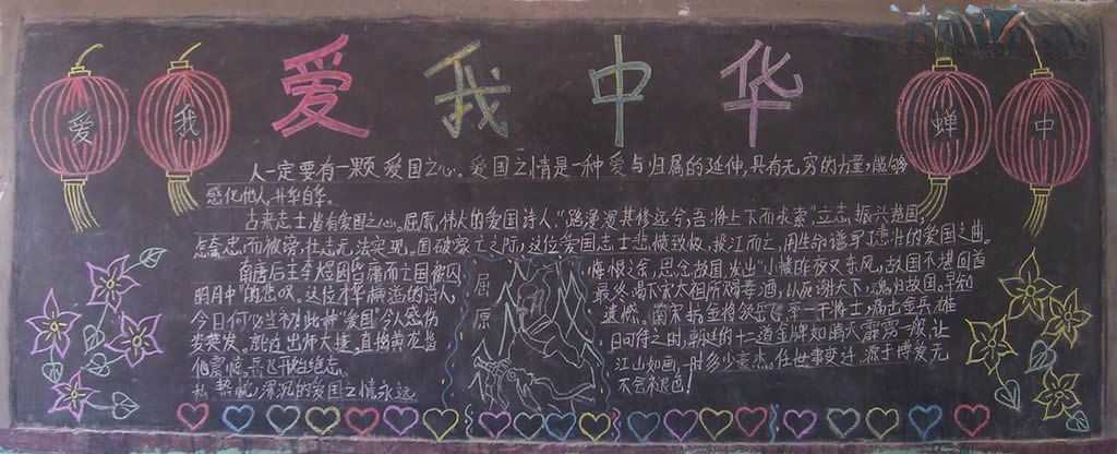 中学生爱国黑板报