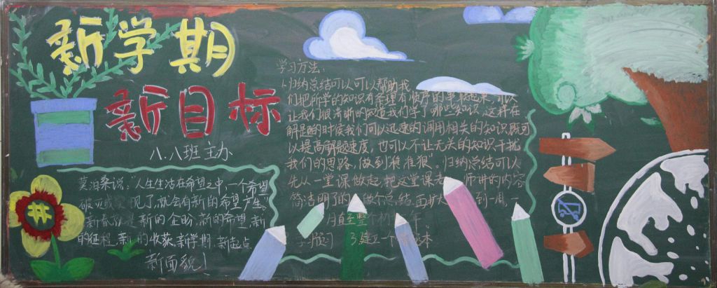 2022新学期黑板报图片大全，新起点新目标新气象
